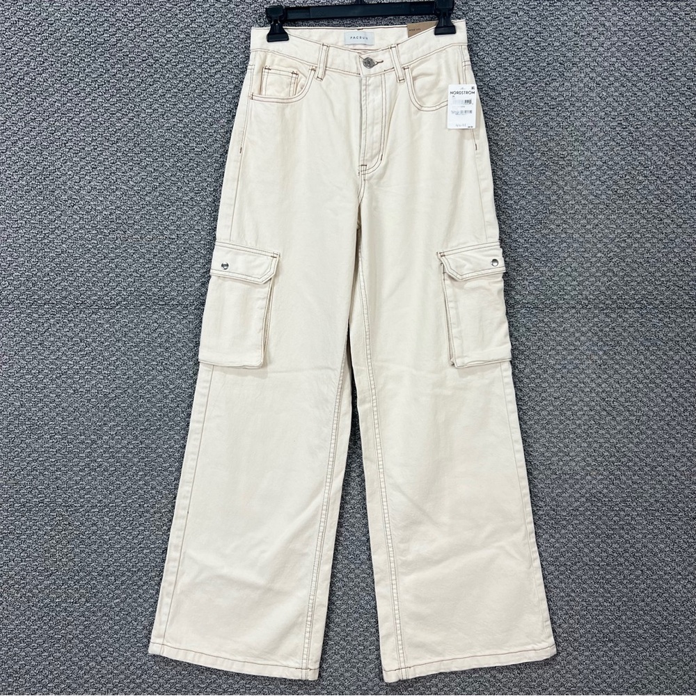 PacSun Cream Wide Leg Flare Jeans